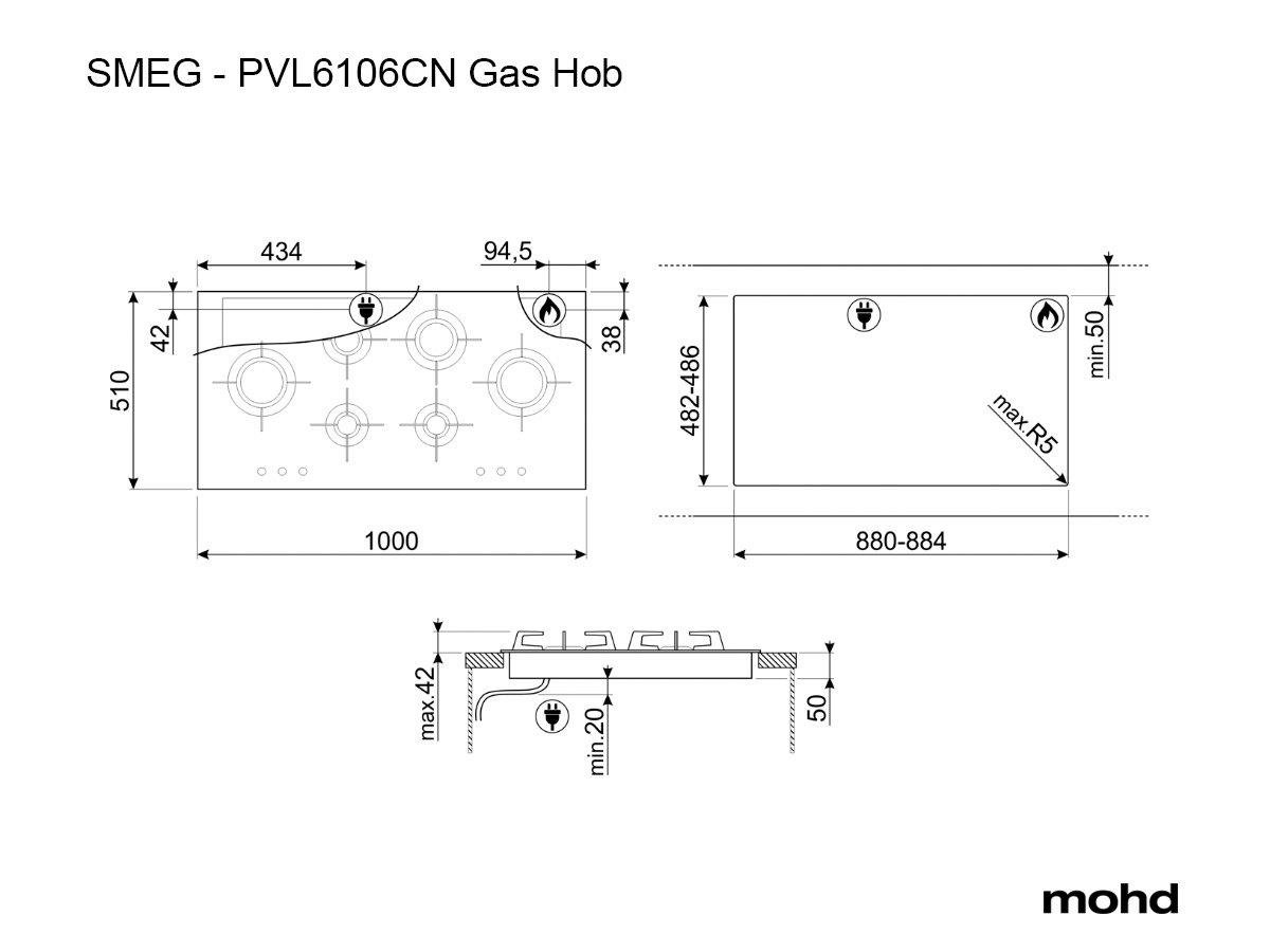 SMEG PVL6106CN DOLCE STİL NOVO SİYAH GAZLI OCAK