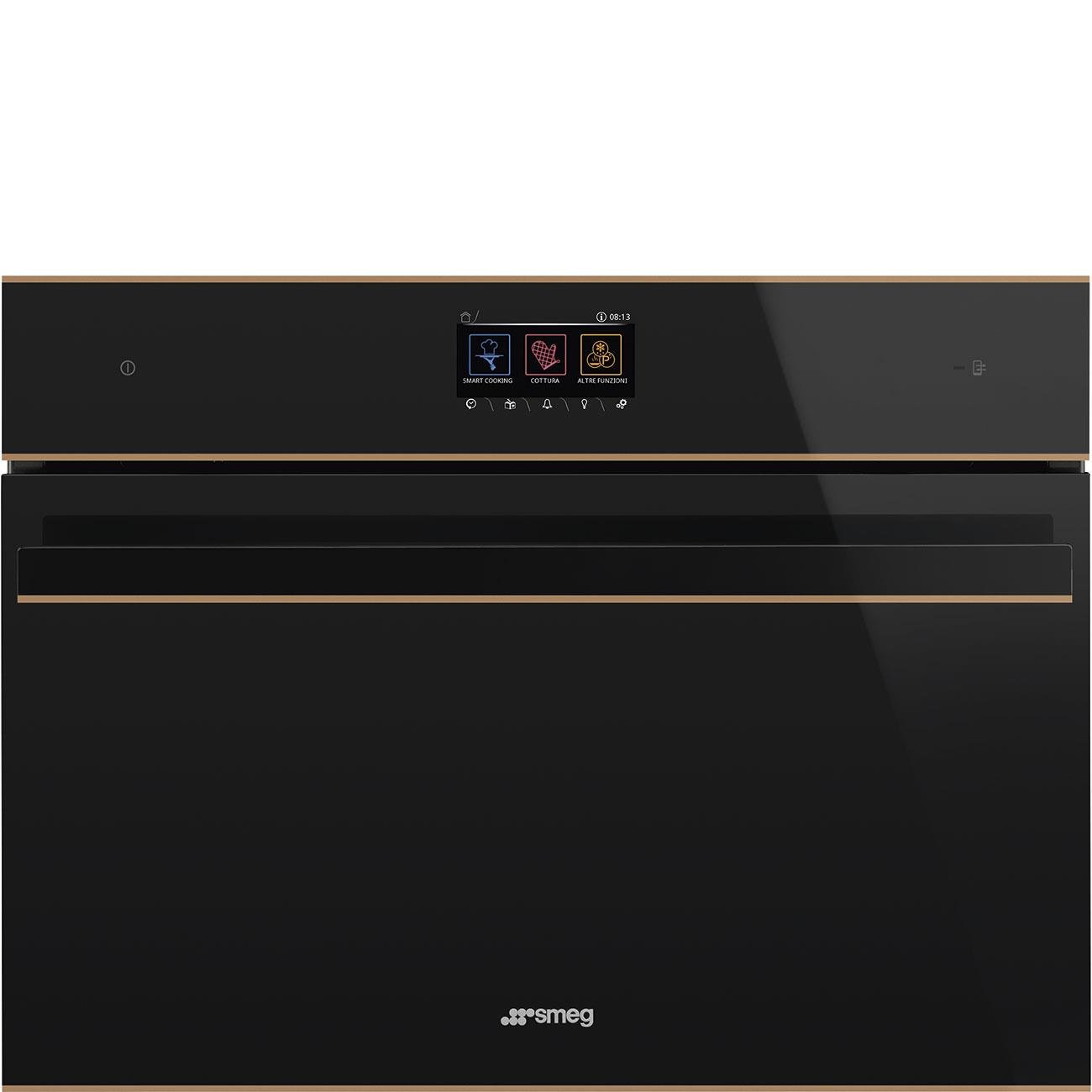 SMEG SF4604WMCNR DOLCE STİL NOVO SİYAH CAM BAKIR ESTETİK KOMBİ MİKRODALGALI FIRIN