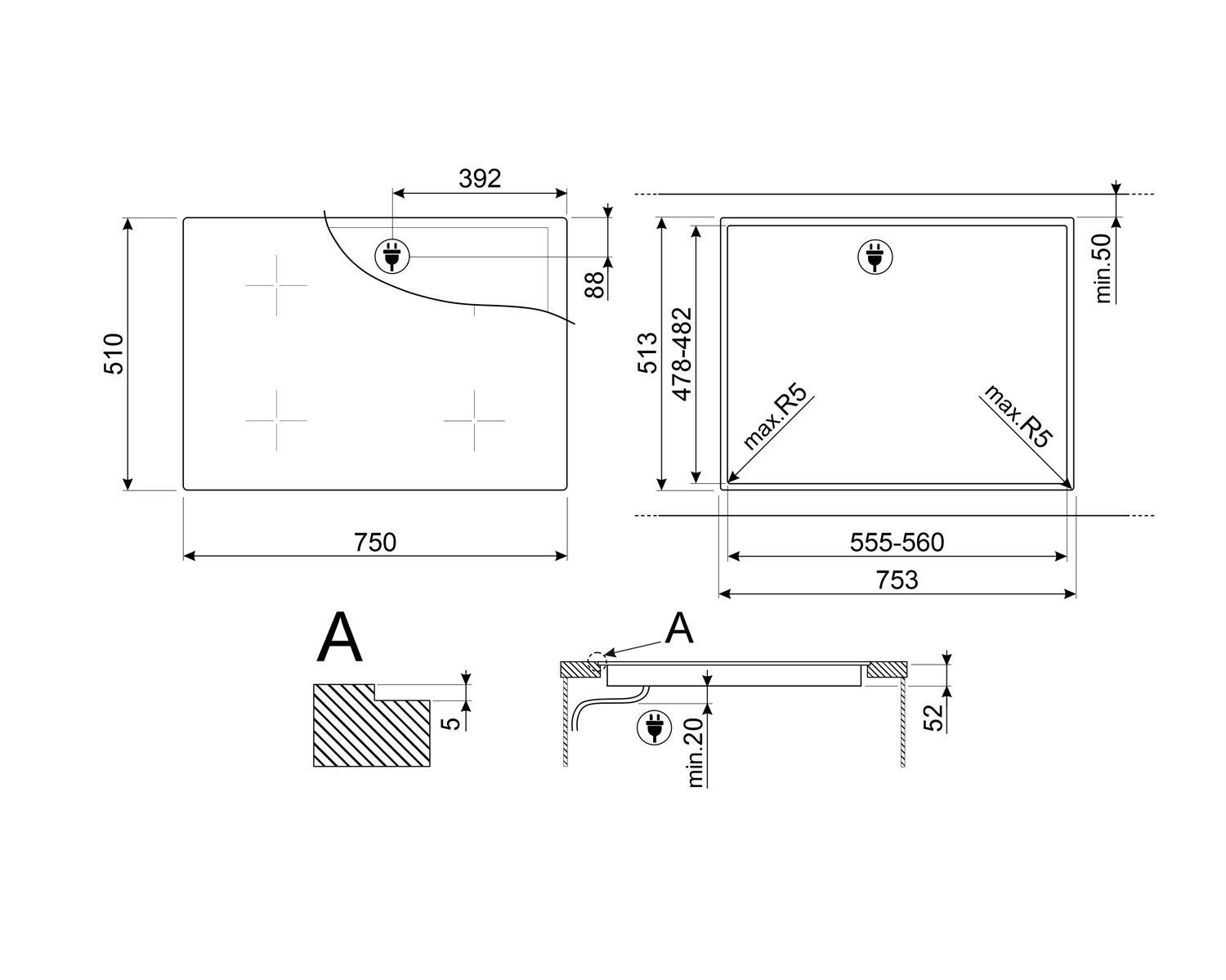 SMEG SI2741D LİNEA SİYAH ANKASTRE İNDÜKSİYONLU OCAK