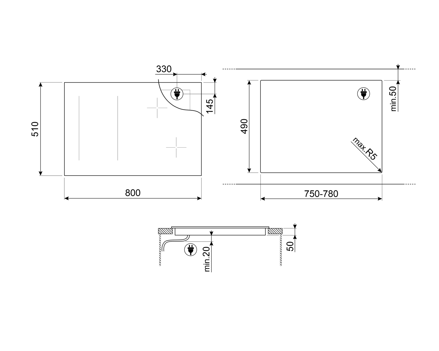 SMEG SIM3864D LİNEA SİYAH ANKASTRE İNDÜKSİYONLU OCAK