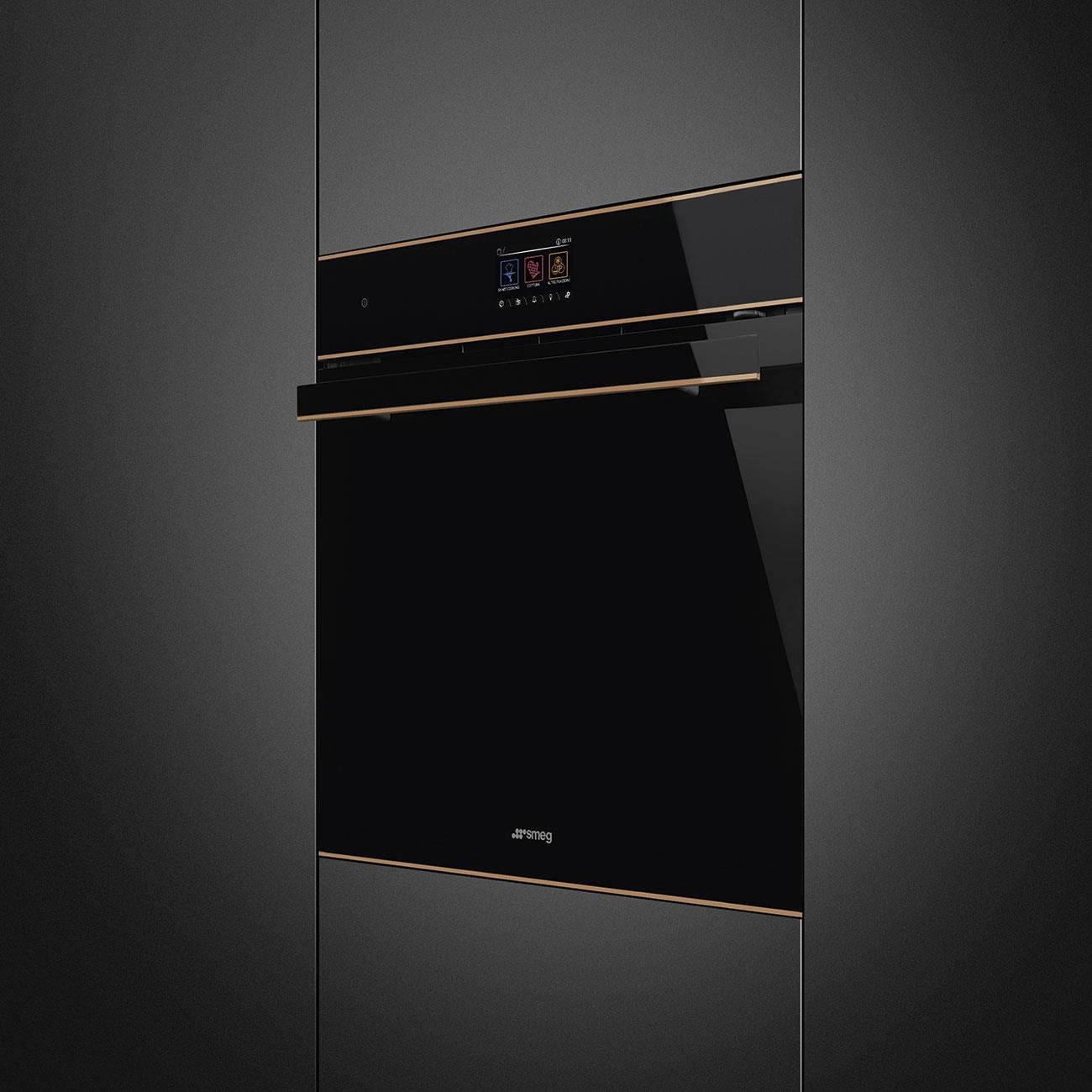 SMEG SOP6604TPNR DOLCE STİL NOVO SİYAH CAM BAKIR ESTETİK PİROLİTİK VE MİKRODALGALI FIRIN
