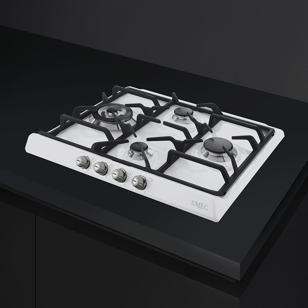 SMEG SR764BS CORTINA BEYAZ ( MAT GÜMÜŞ ESTETİK ) GAZLI OCAK