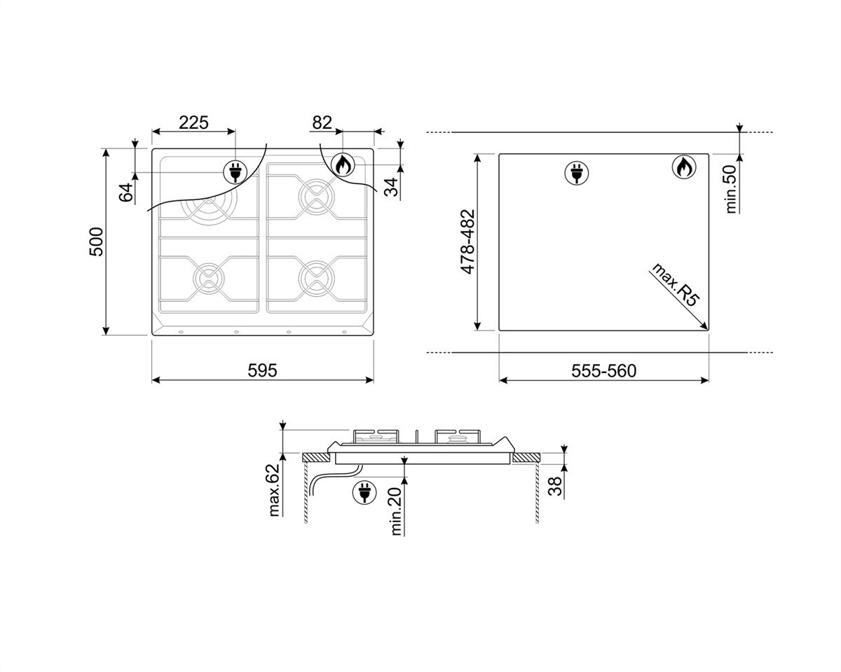 SMEG SR964XGHLİNEA VICTORIA ÇELİK GAZLI OCAK