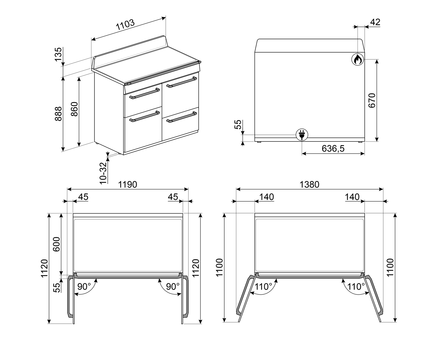SMEG TR4110GR VİCTORİA BARUT GRİSİ KUZİNE FIRIN