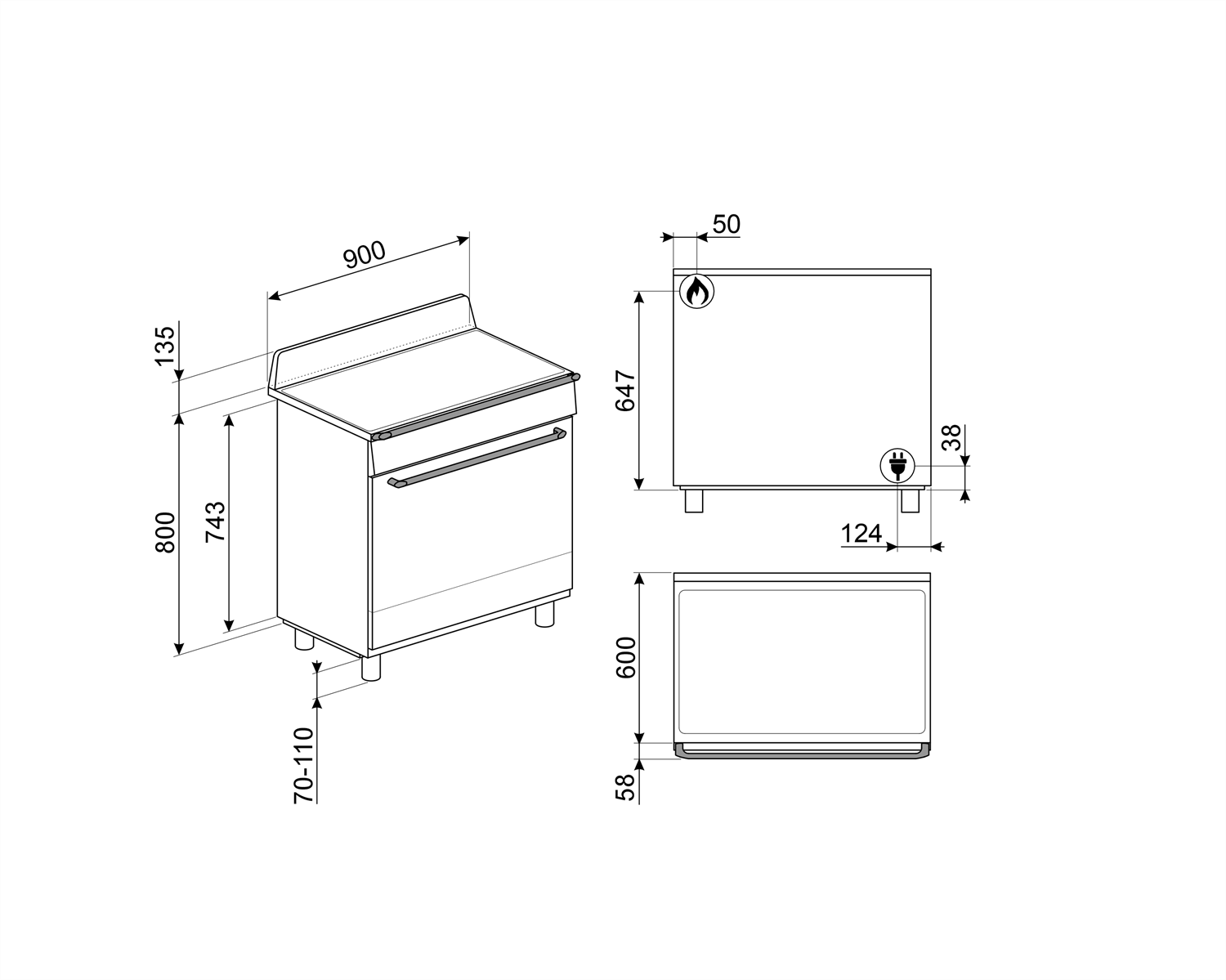 SMEG TR90GMGR  VİCTORİA BARUT GRİSİ KUZİNE FIRIN