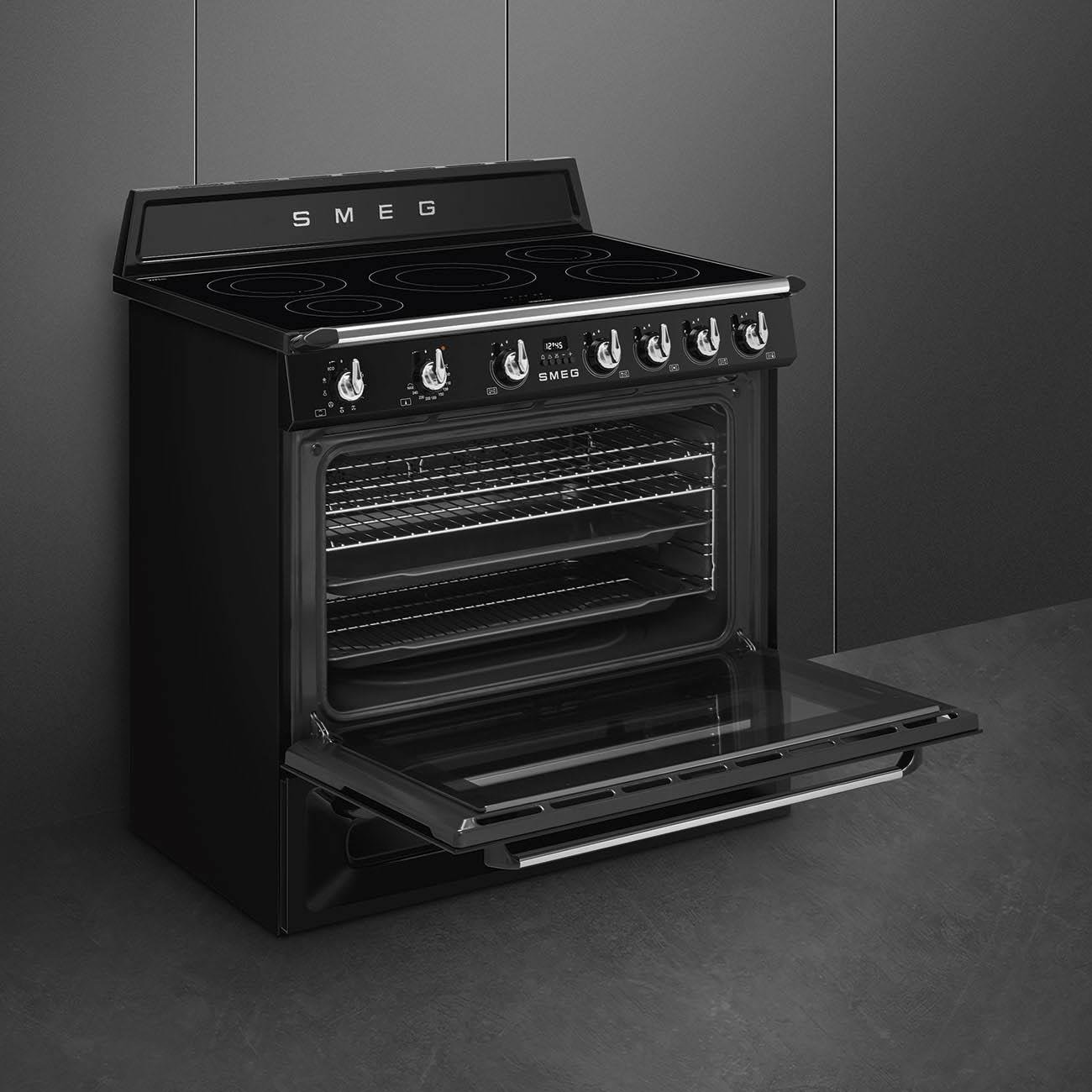 SMEG VICTORIA TR90IBL2 SİYAH İNDÜKSİYONLU KUZİNE FIRIN 90 CM