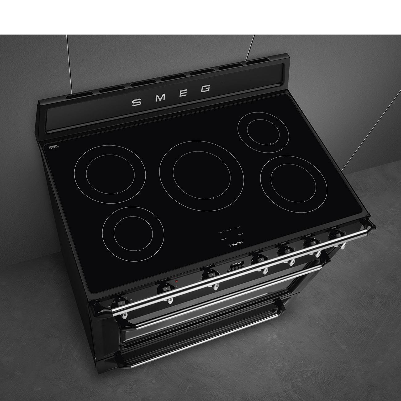 SMEG VICTORIA TR90IBL2 SİYAH İNDÜKSİYONLU KUZİNE FIRIN 90 CM