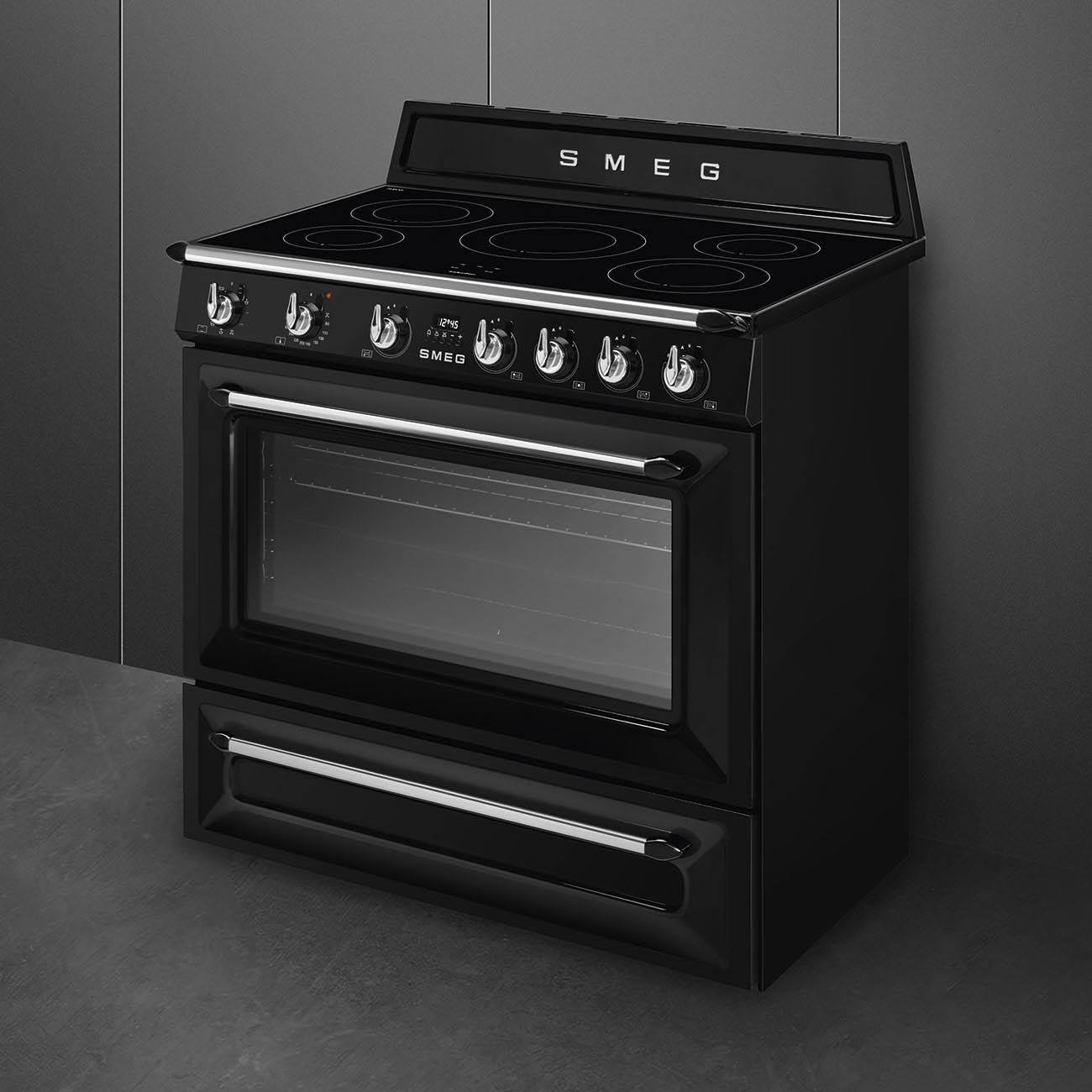 SMEG VICTORIA TR90IBL2 SİYAH İNDÜKSİYONLU KUZİNE FIRIN 90 CM