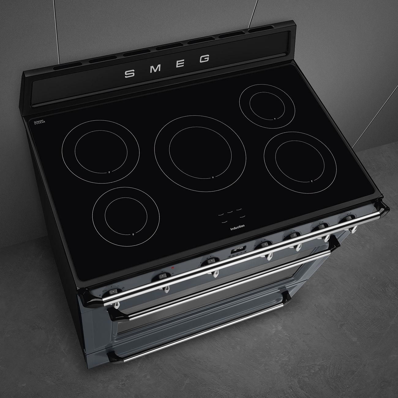 SMEG VICTORIA TR90IGR2 BARUT GRİSİ İNDÜKSİYONLU KUZİNE FIRIN 90 cm