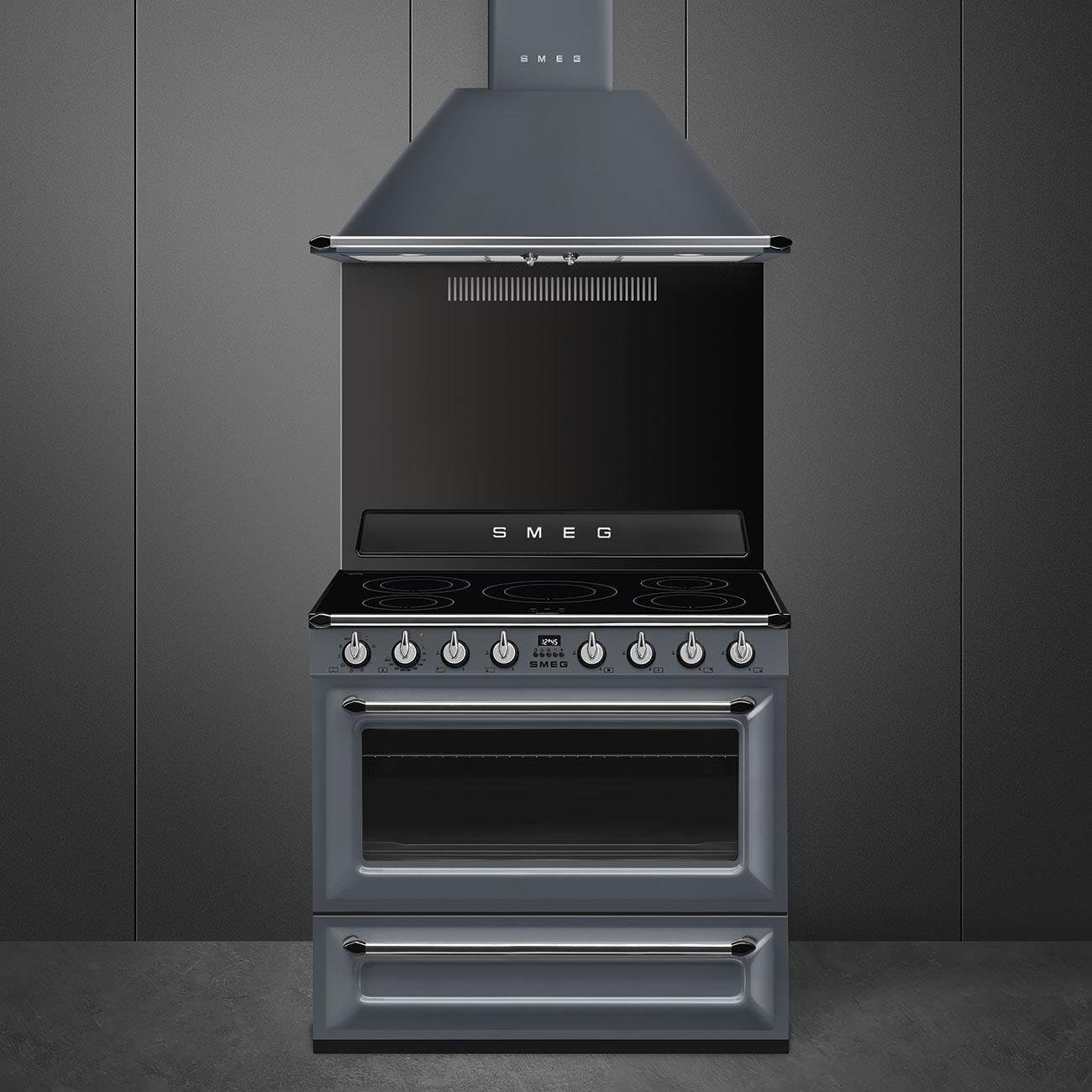 SMEG VICTORIA TR90IGR2 BARUT GRİSİ İNDÜKSİYONLU KUZİNE FIRIN 90 cm