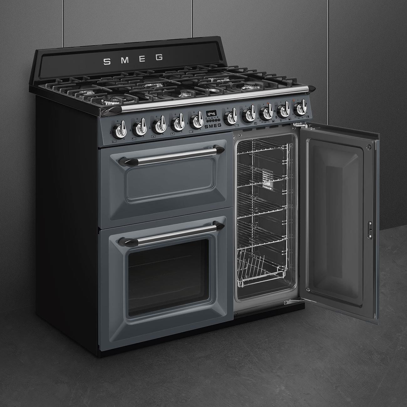 SMEG VICTORIA TR93GR BARUT GRİSİ İNDÜKSİYONLU KUZİNE FIRIN 90 CM