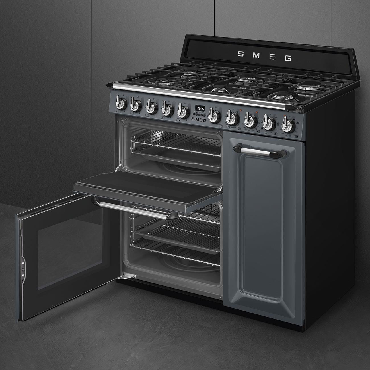 SMEG VICTORIA TR93GR BARUT GRİSİ İNDÜKSİYONLU KUZİNE FIRIN 90 CM