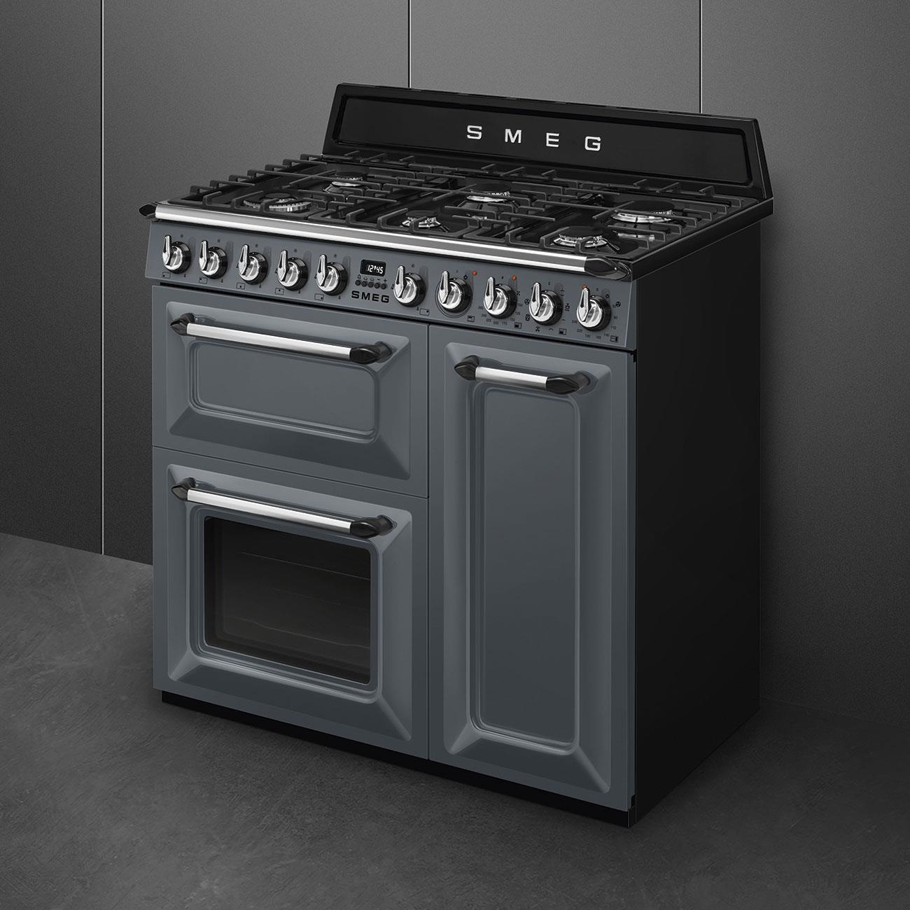 SMEG VICTORIA TR93GR BARUT GRİSİ İNDÜKSİYONLU KUZİNE FIRIN 90 CM