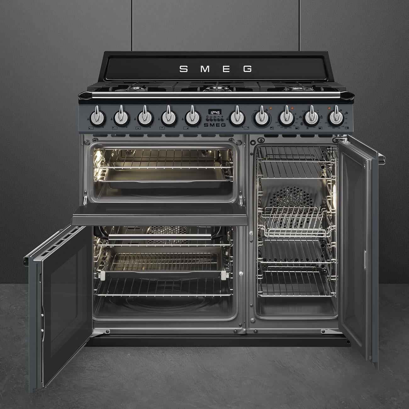 SMEG VICTORIA TR93GR BARUT GRİSİ İNDÜKSİYONLU KUZİNE FIRIN 90 CM
