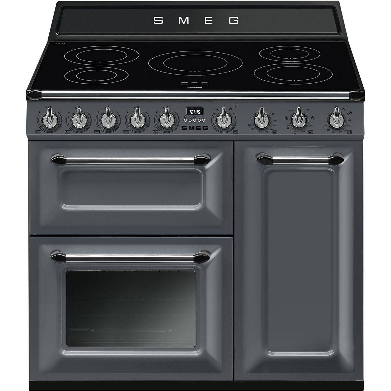 SMEG VICTORIA TR93IGR2 BARUT GRİSİ İNDÜKSİYONLU KUZİNE FIRIN 90 CM