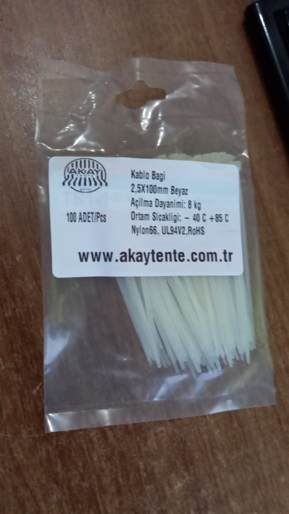 10cm 2.5mm  Kablo Bağı Cırt Yada Plastik Klips Kelepçe 100 Adet