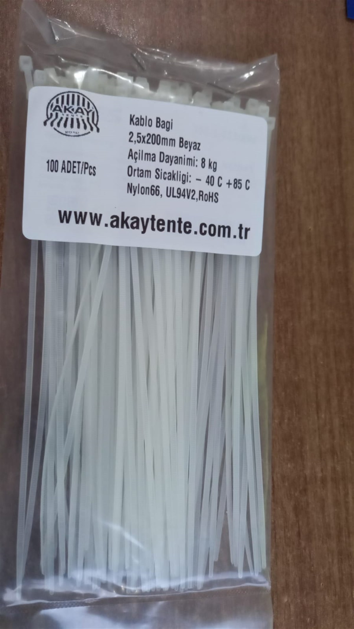 20cm 2.5mm  Kablo Bağı Cırt Yada Plastik Klips Kelepçe 100 Adet