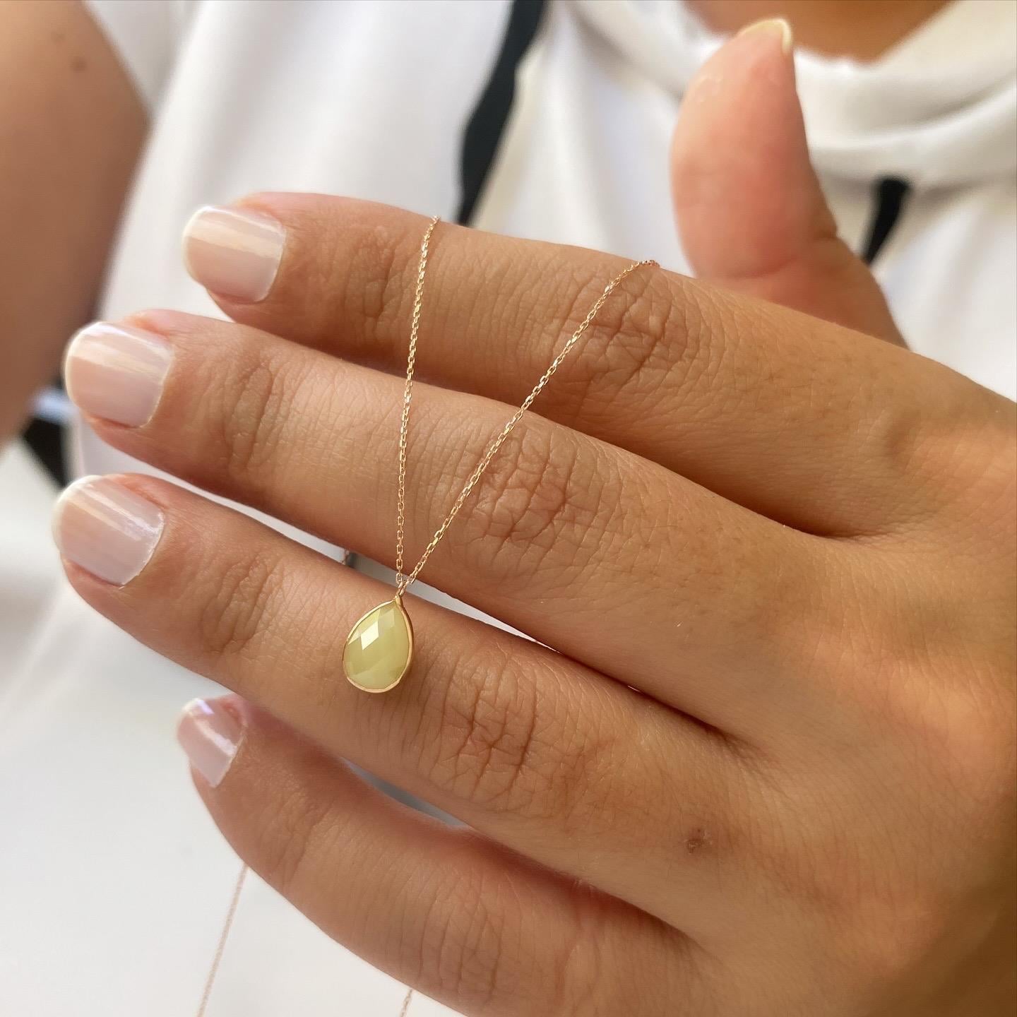 14k Altın Damla Taşlı Zincir Kolye