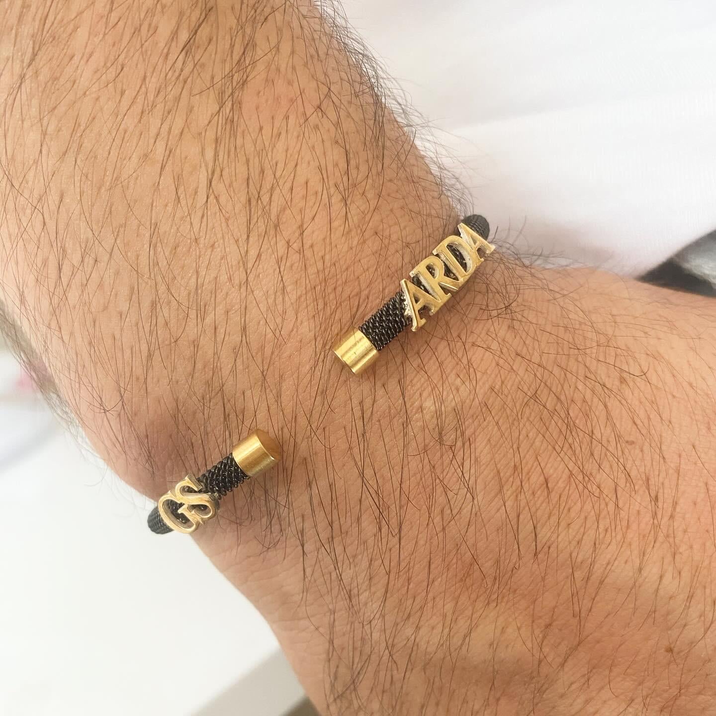 14k Altın İsimli Siyah Çelik Bileklik