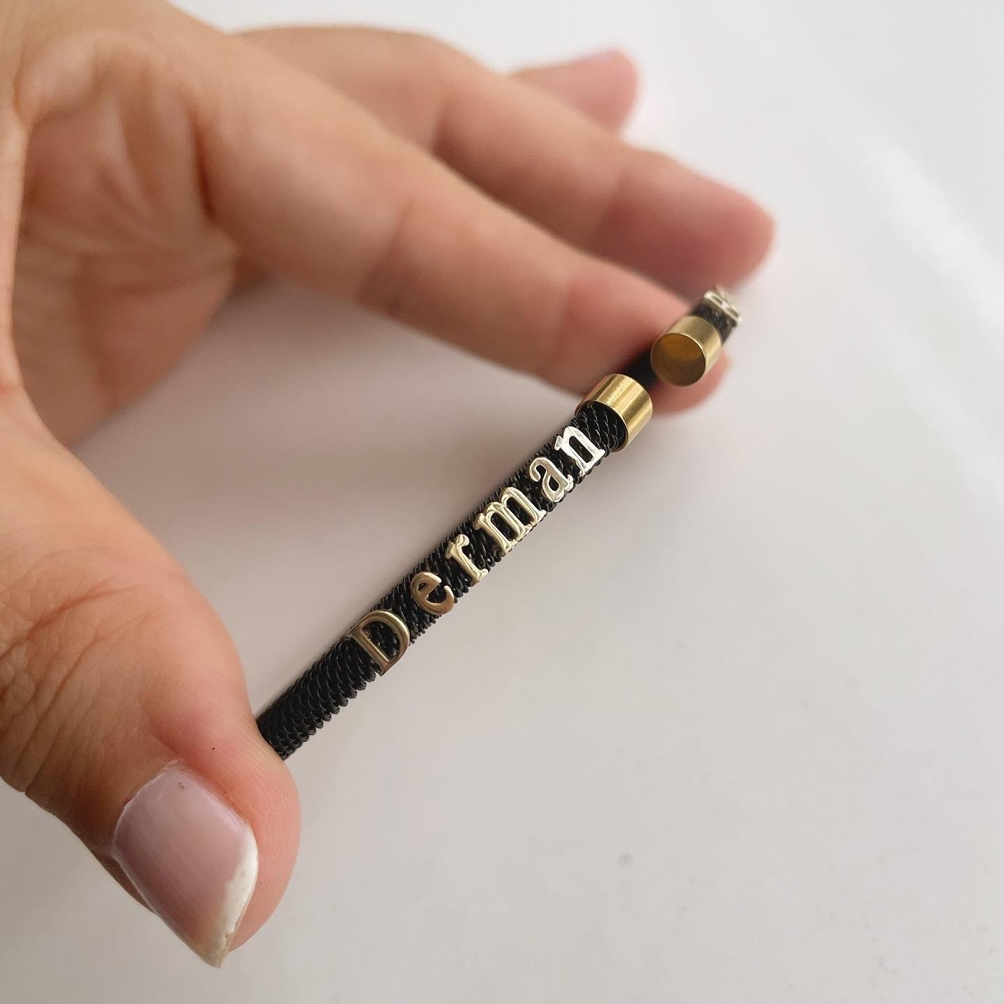 14K Altın İsimli Siyah Çelik Bileklik