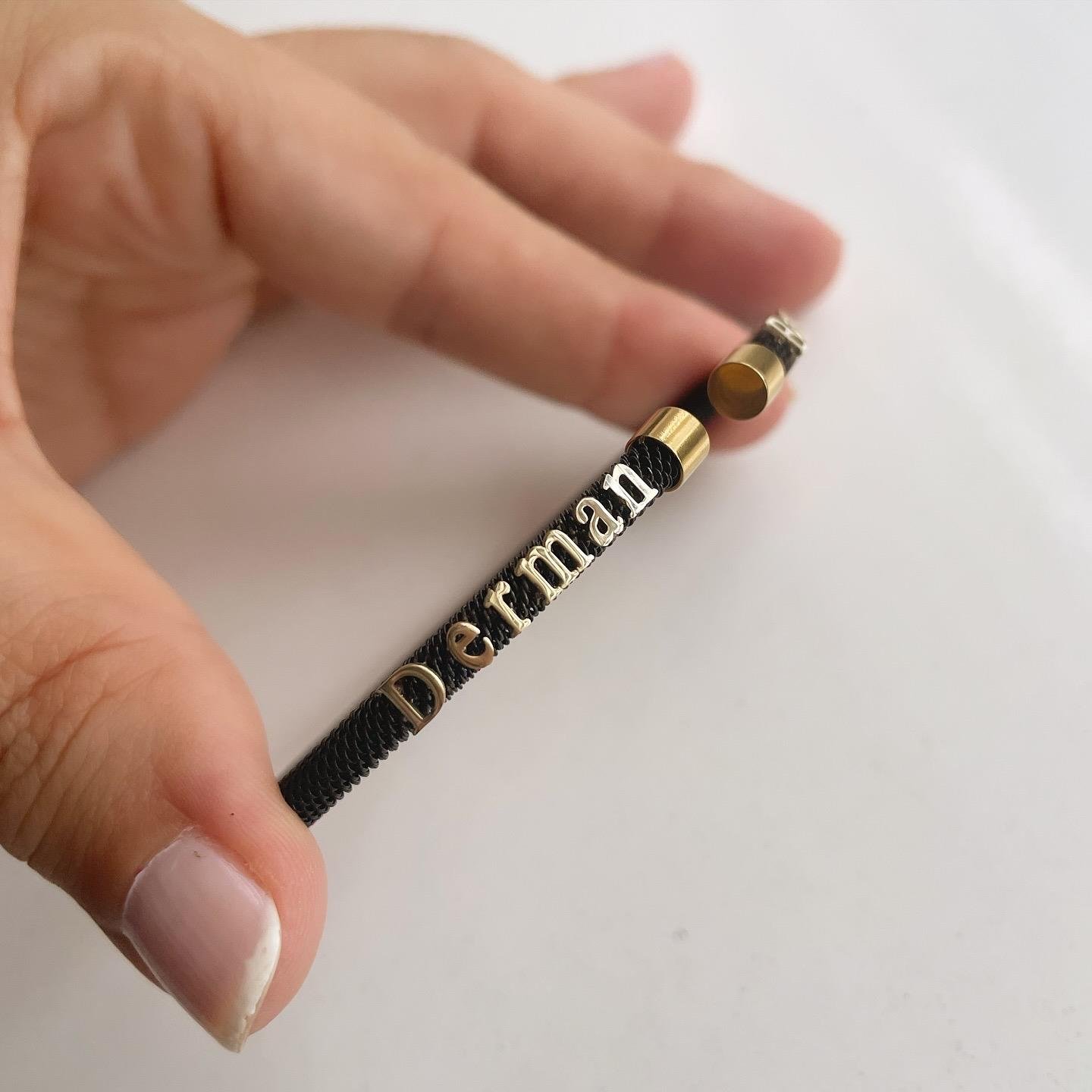 14K Altın İsimli Siyah Çelik Bileklik