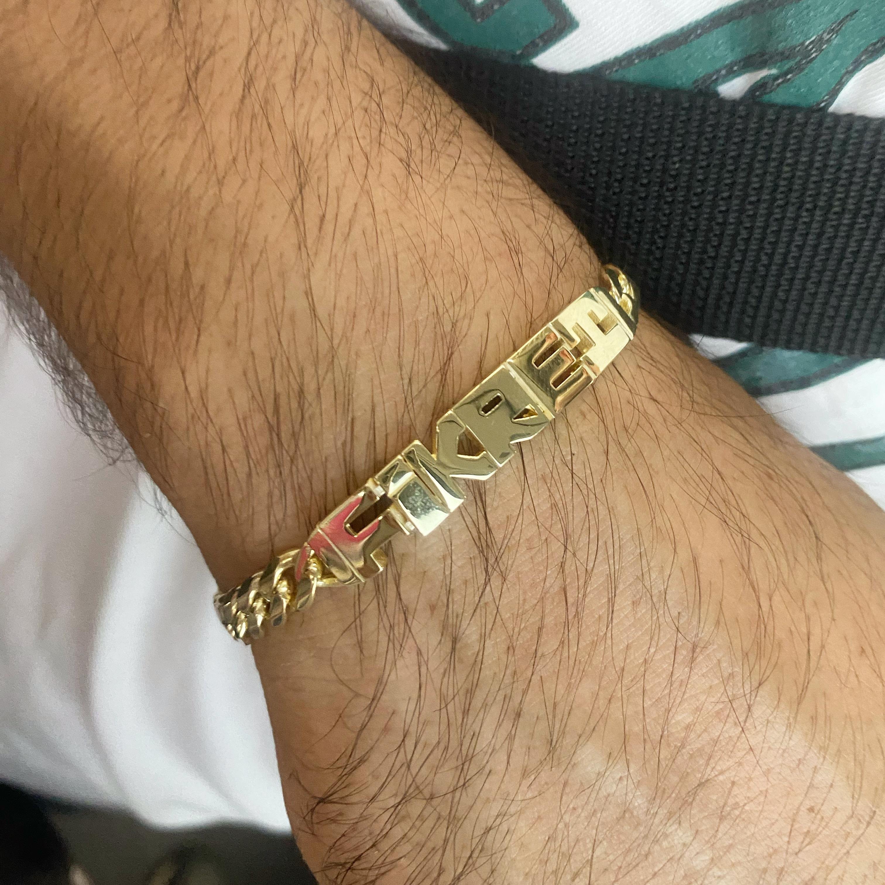 14k Altın Kaplamalı Gümüş İsimli Erkek Bileklik