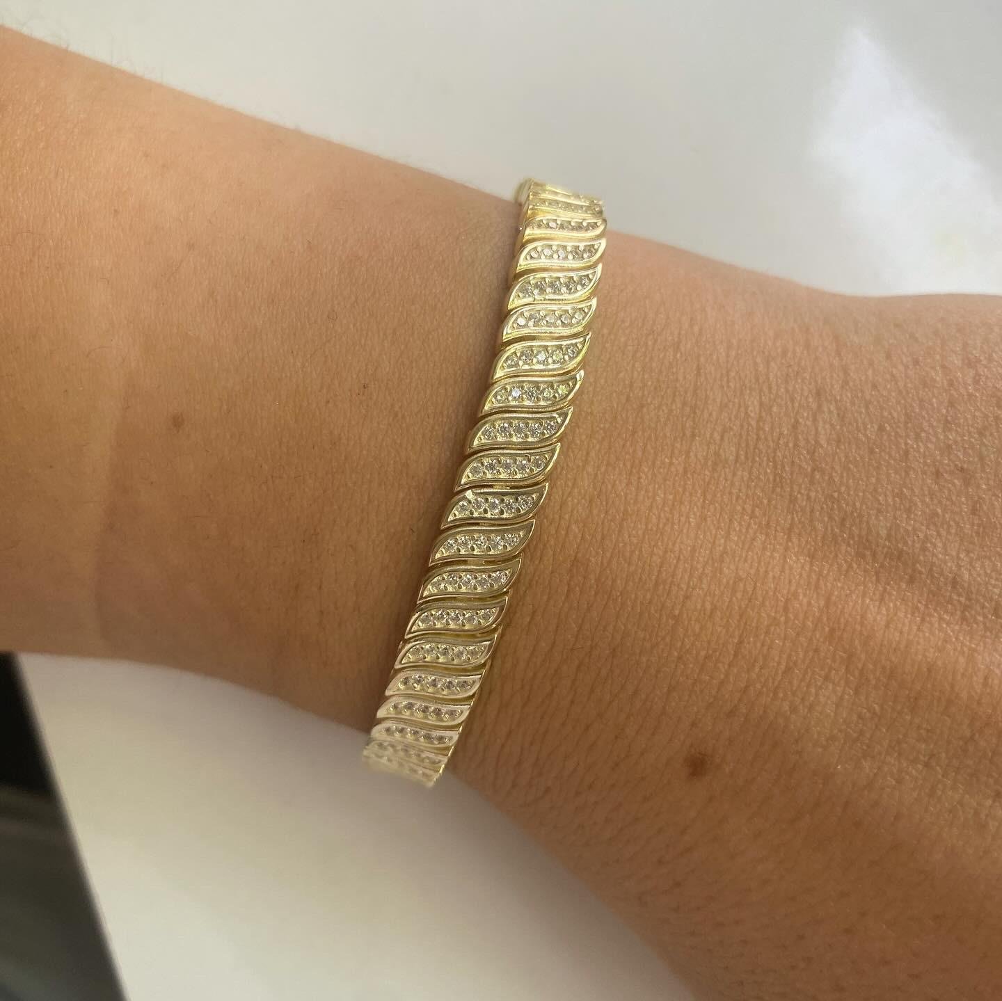14k Altın Kaplamalı Gümüş Taşlı Bileklik