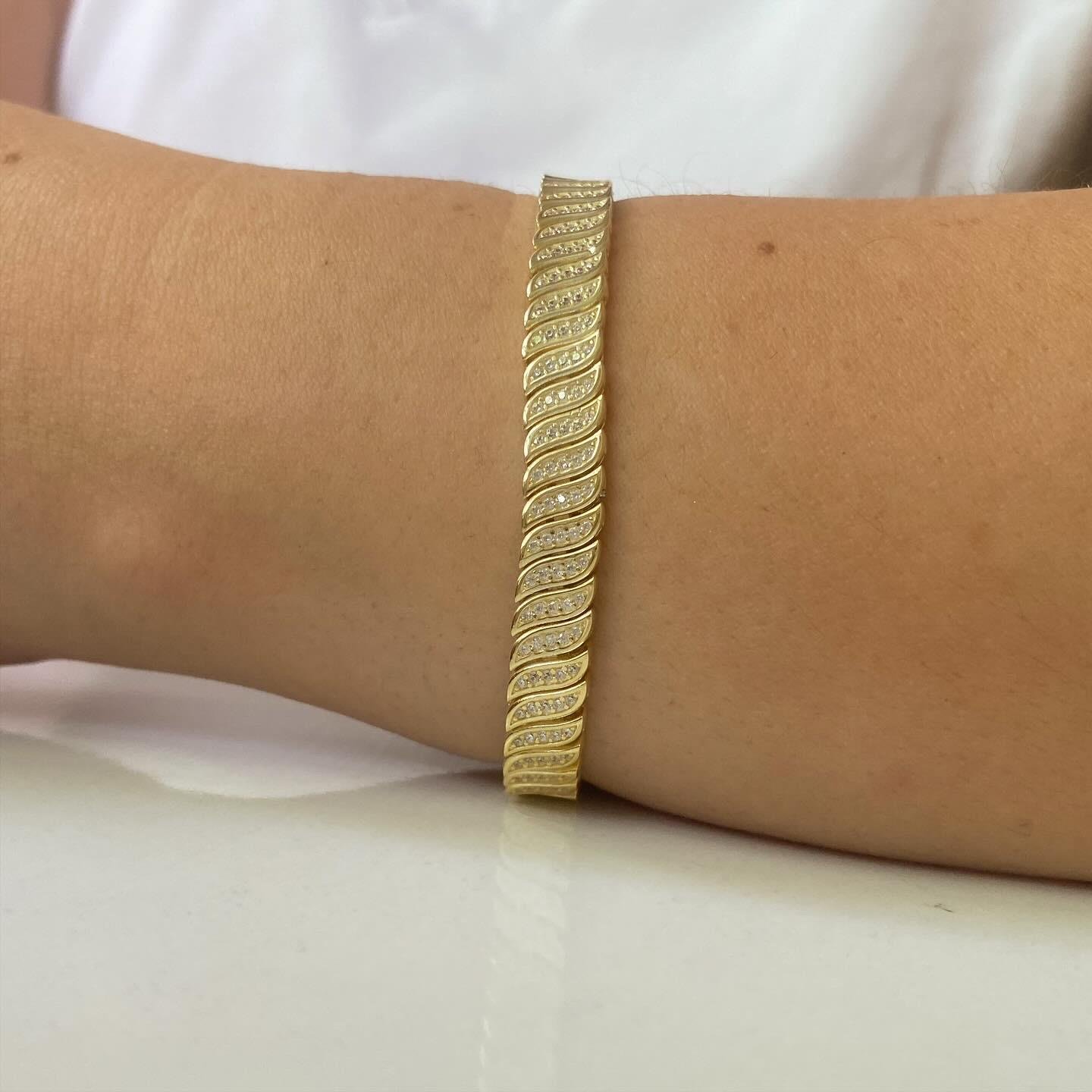 14k Altın Kaplamalı Gümüş Taşlı Bileklik