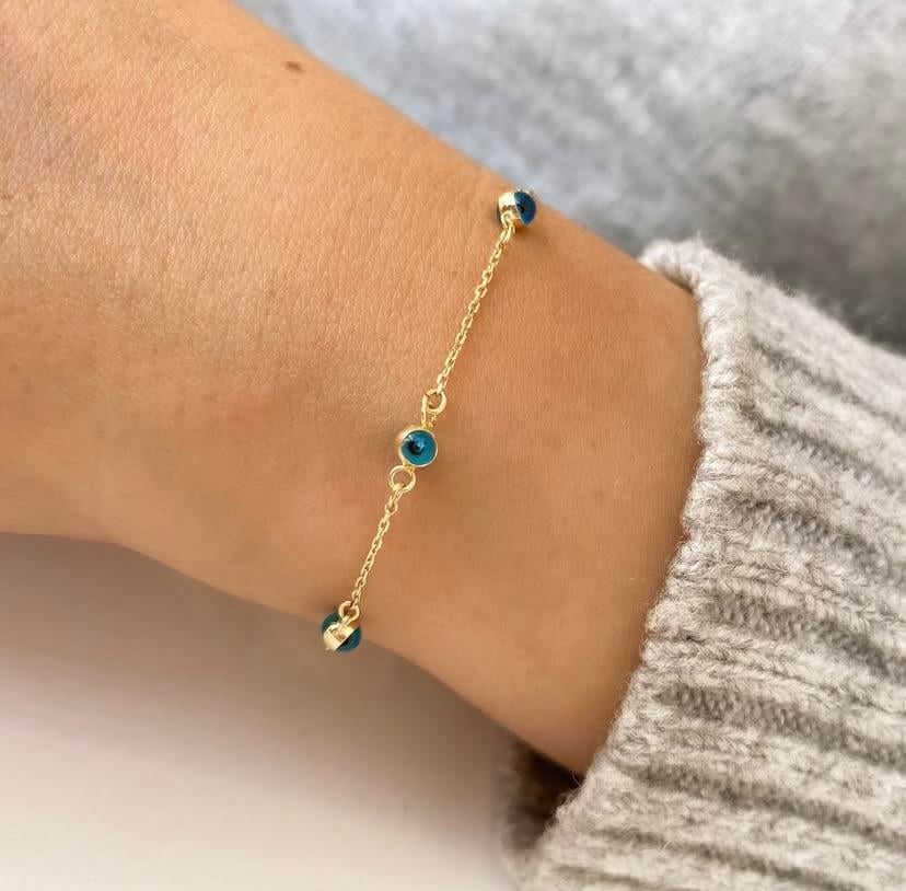 14k Altın Nazarlı Zincir Bileklik 