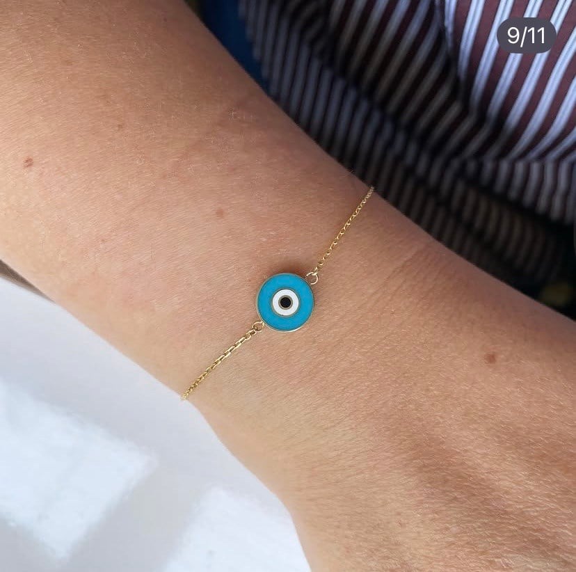 14k Mavi Mineli Zincir Bileklik