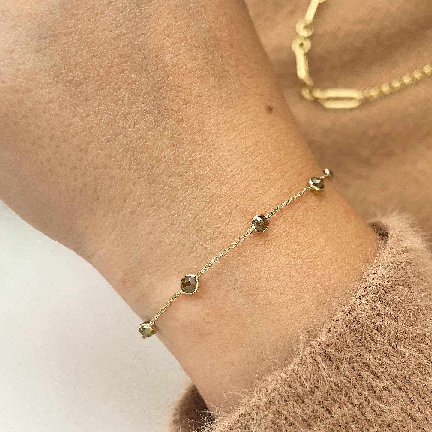 14k Petidot Yeşil Taşlı Altın Zincir Bileklik