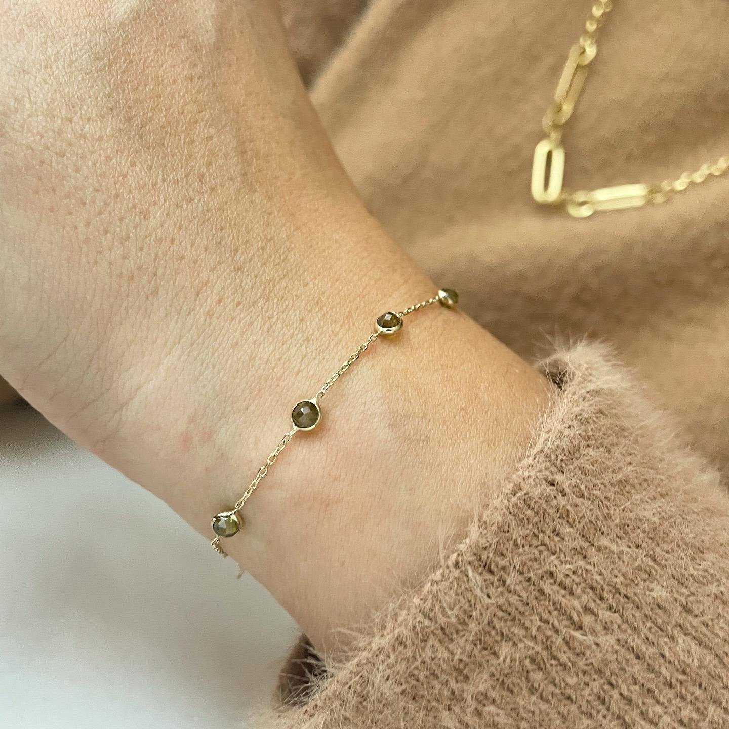 14k Petidot Yeşil Taşlı Altın Zincir Bileklik