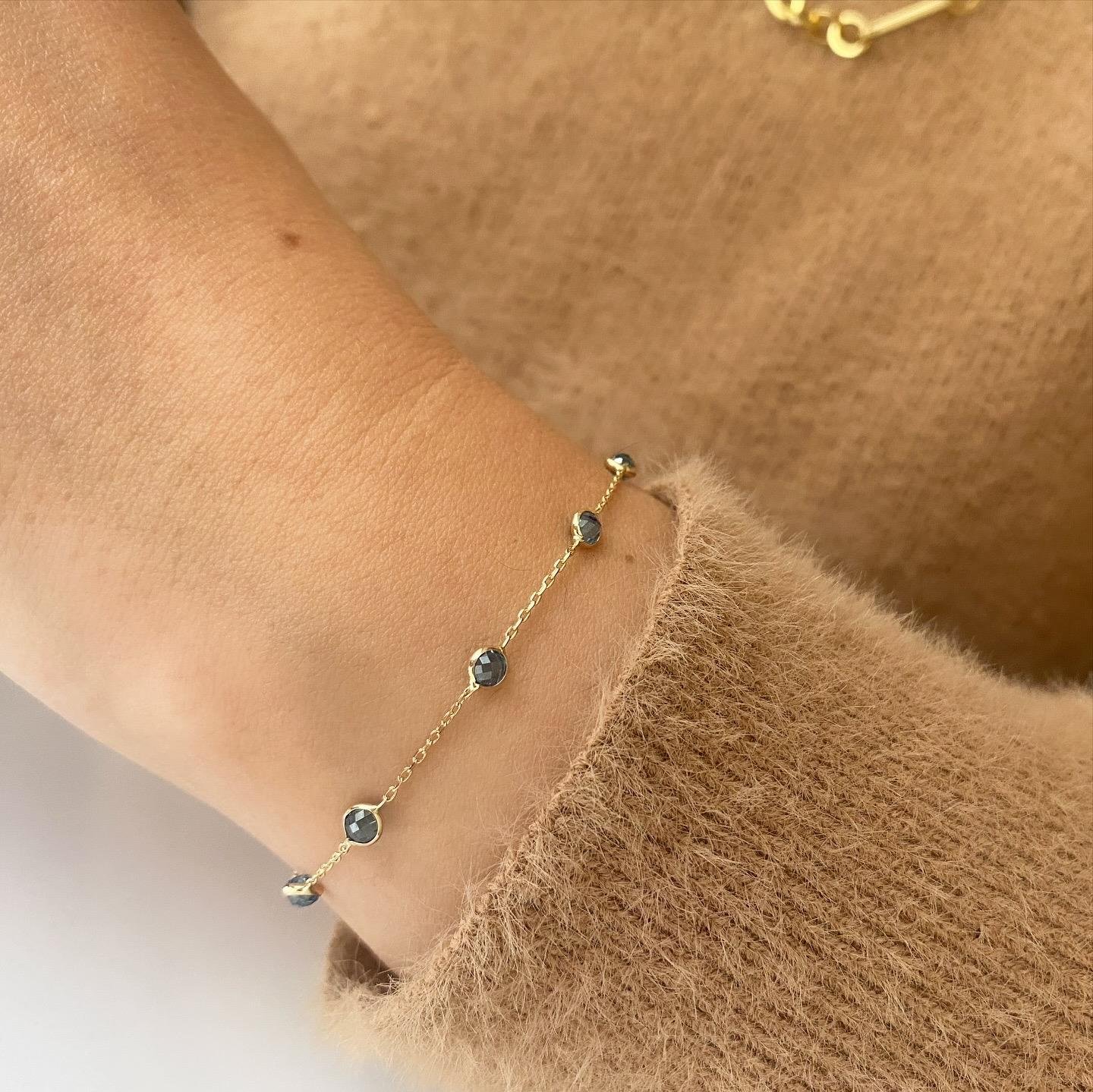 14k Safir Taşlı Altın Zincir Bileklik