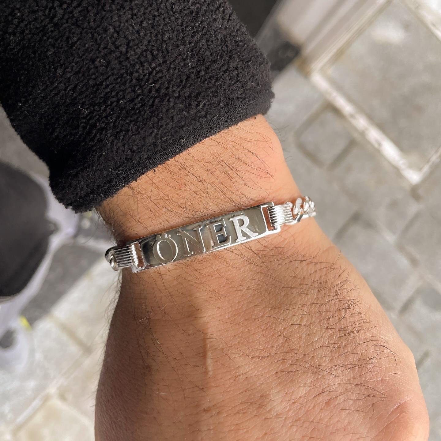 925 Ayar Gümüş İsimli Erkek Bileklik
