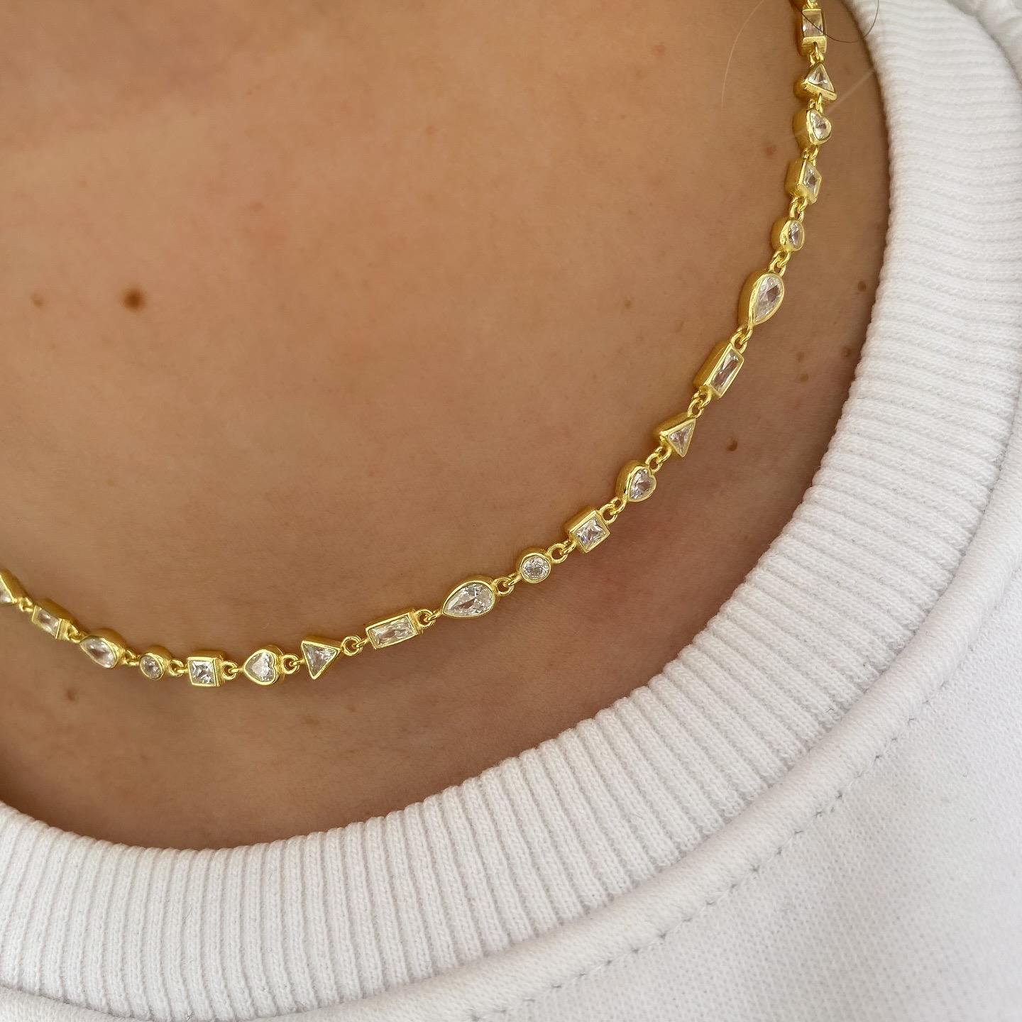 Altın Kaplamalı Gümüş Taşlı Choker Kolye