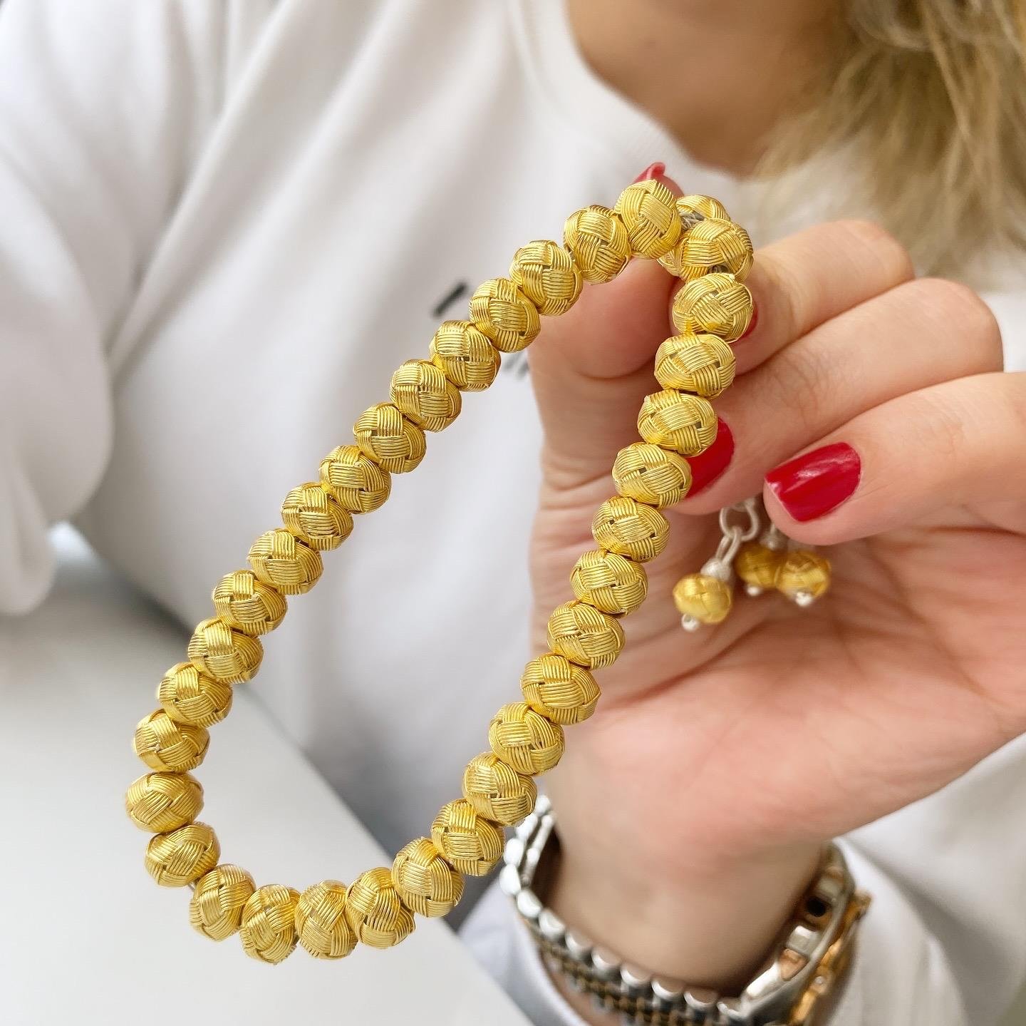 Gold Renk Küre Kesim 1000 Ayar Kazaz Gümüş Erkek Tesbih