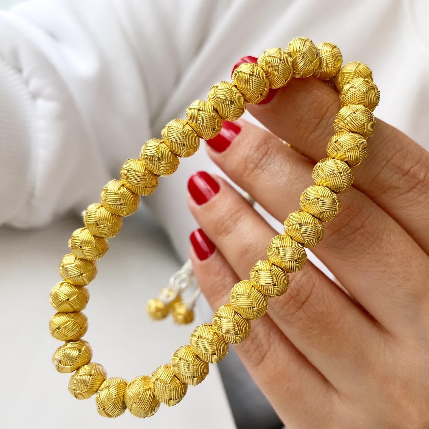 Gold Renk Küre Kesim 1000 Ayar Kazaz Gümüş Erkek Tesbih