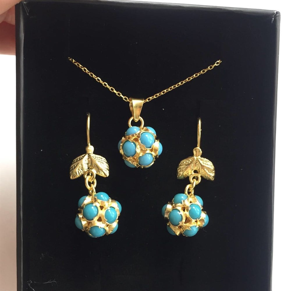Gümüş Firuze Taşlı Set
