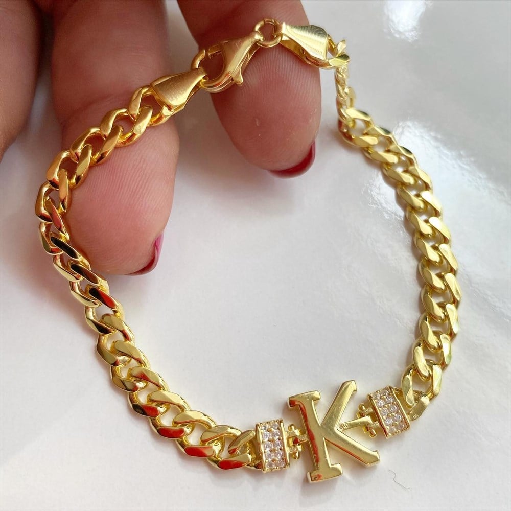 Kişiye Özel Gümüş Harf Bileklik 