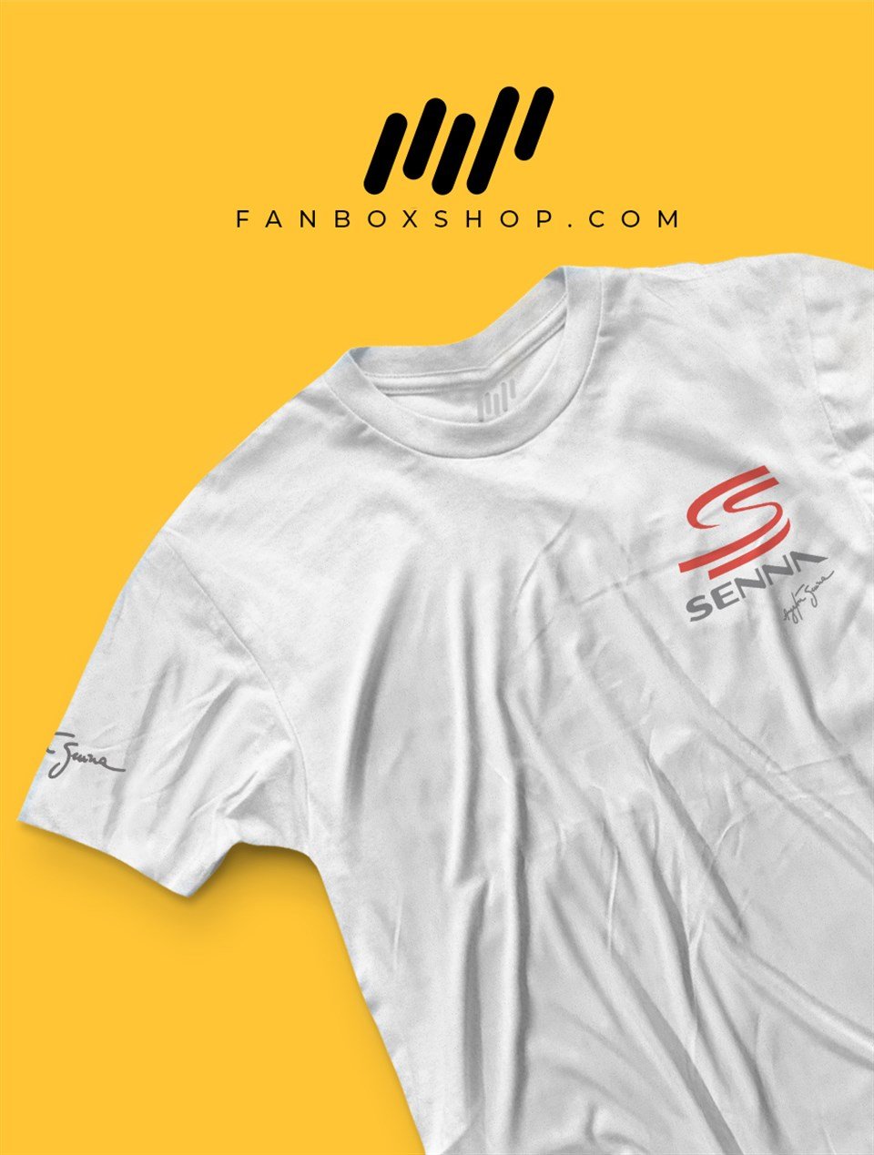 Ayrton Senna İmzalı Senna Logolu Kabartma Baskılı T-Shirt