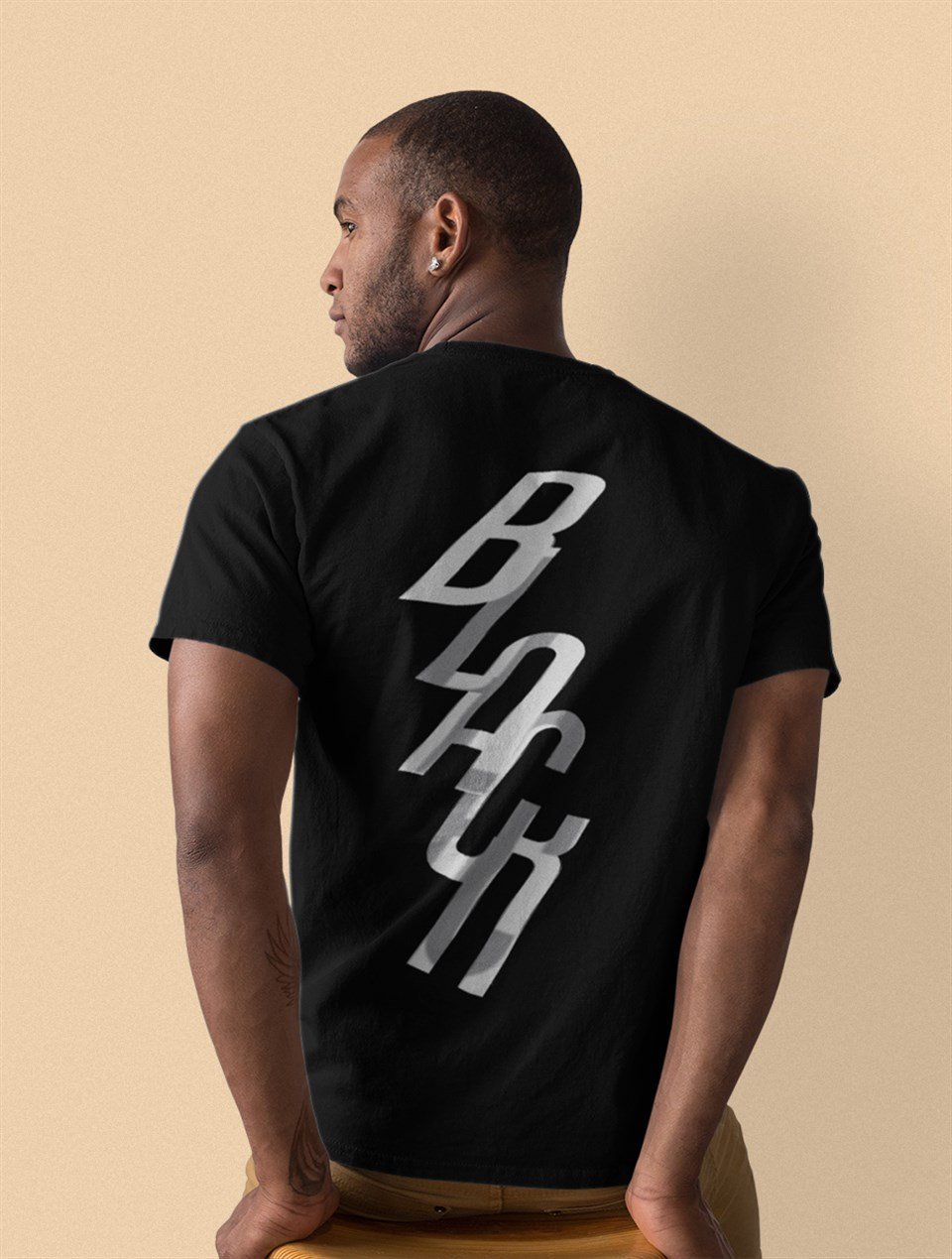 Black Ön-Arka Baskılı T-Shirt