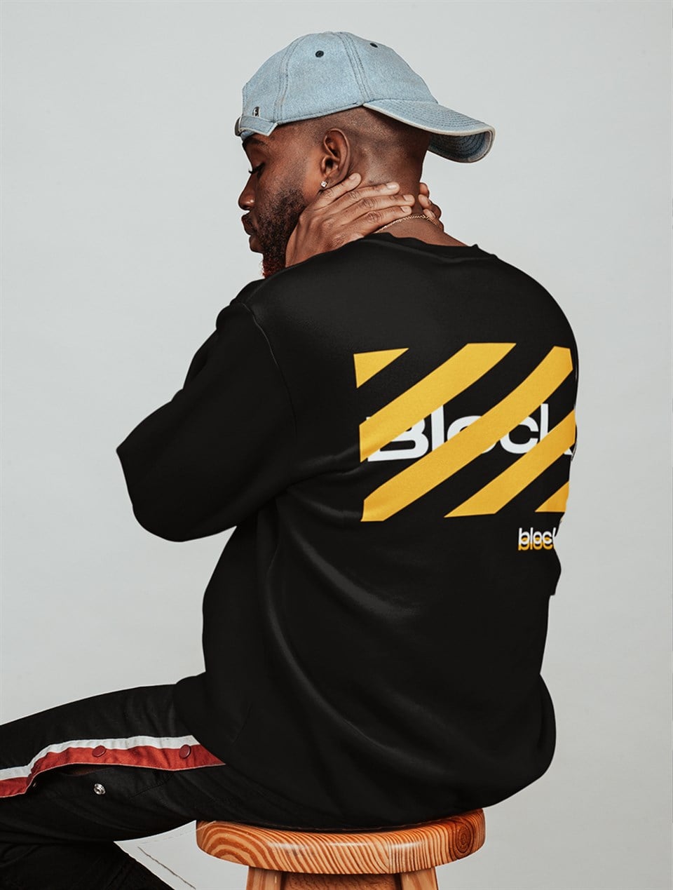 Block Fashion Siyah Sweat Sarı Baskı