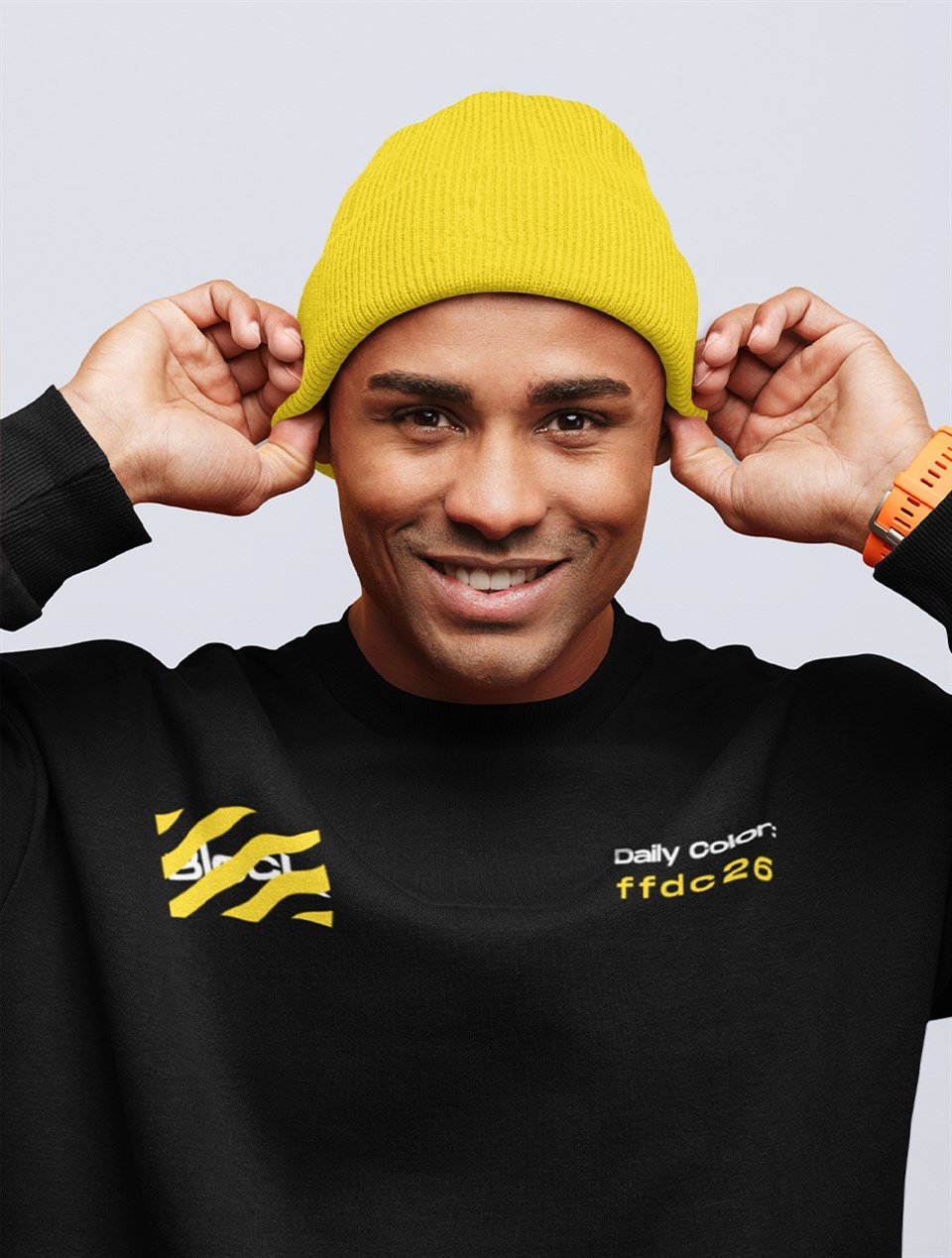 Block Fashion Siyah Sweat Sarı Baskı