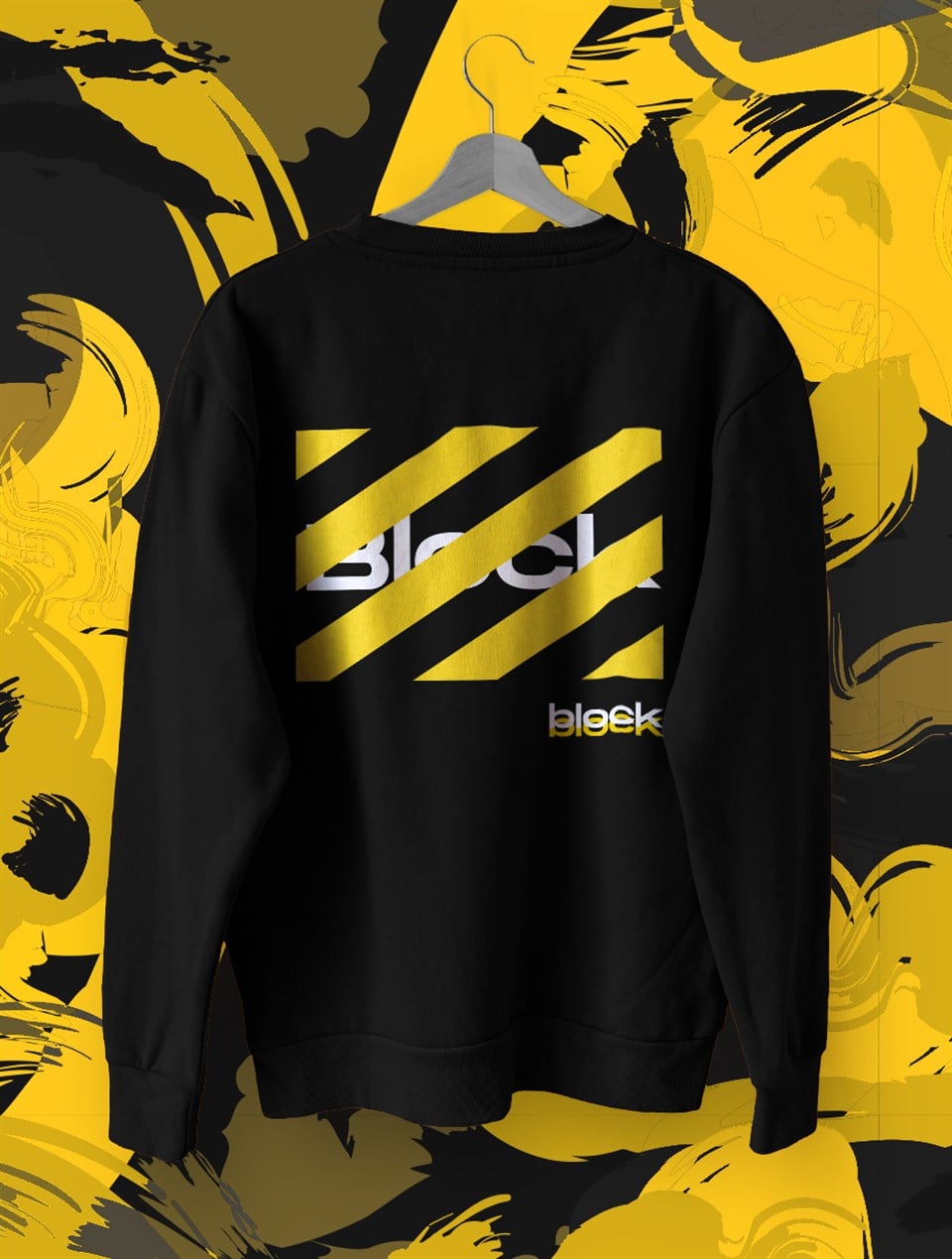 Block Fashion Siyah Sweat Sarı Baskı