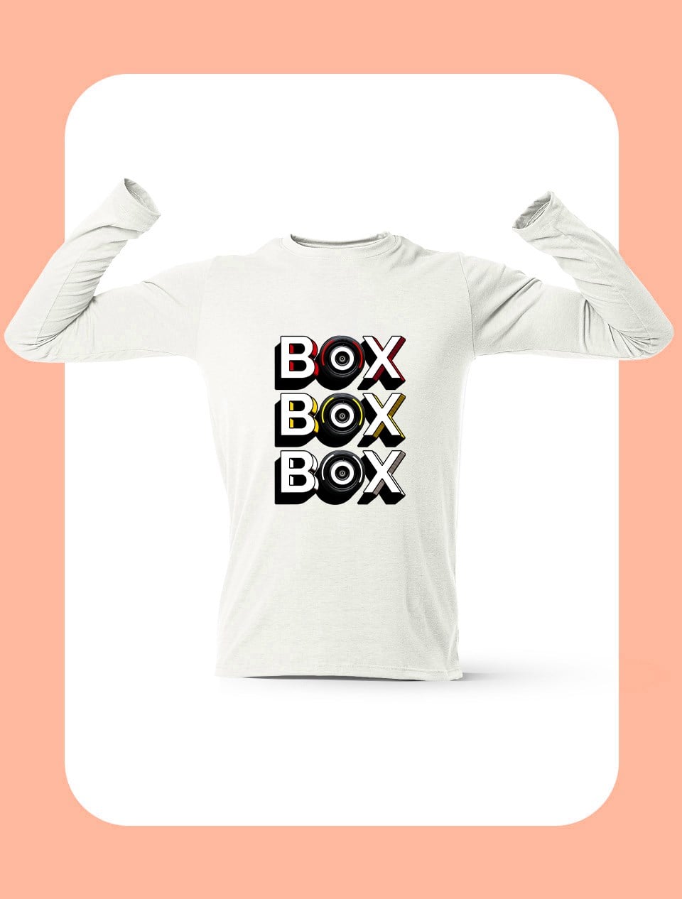 Box Box Box Uzun Kollu Beyaz T-Shirt