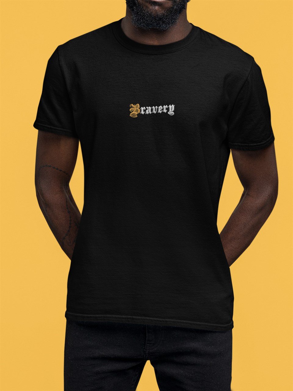 Bravery Baskılı Siyah T-Shirt