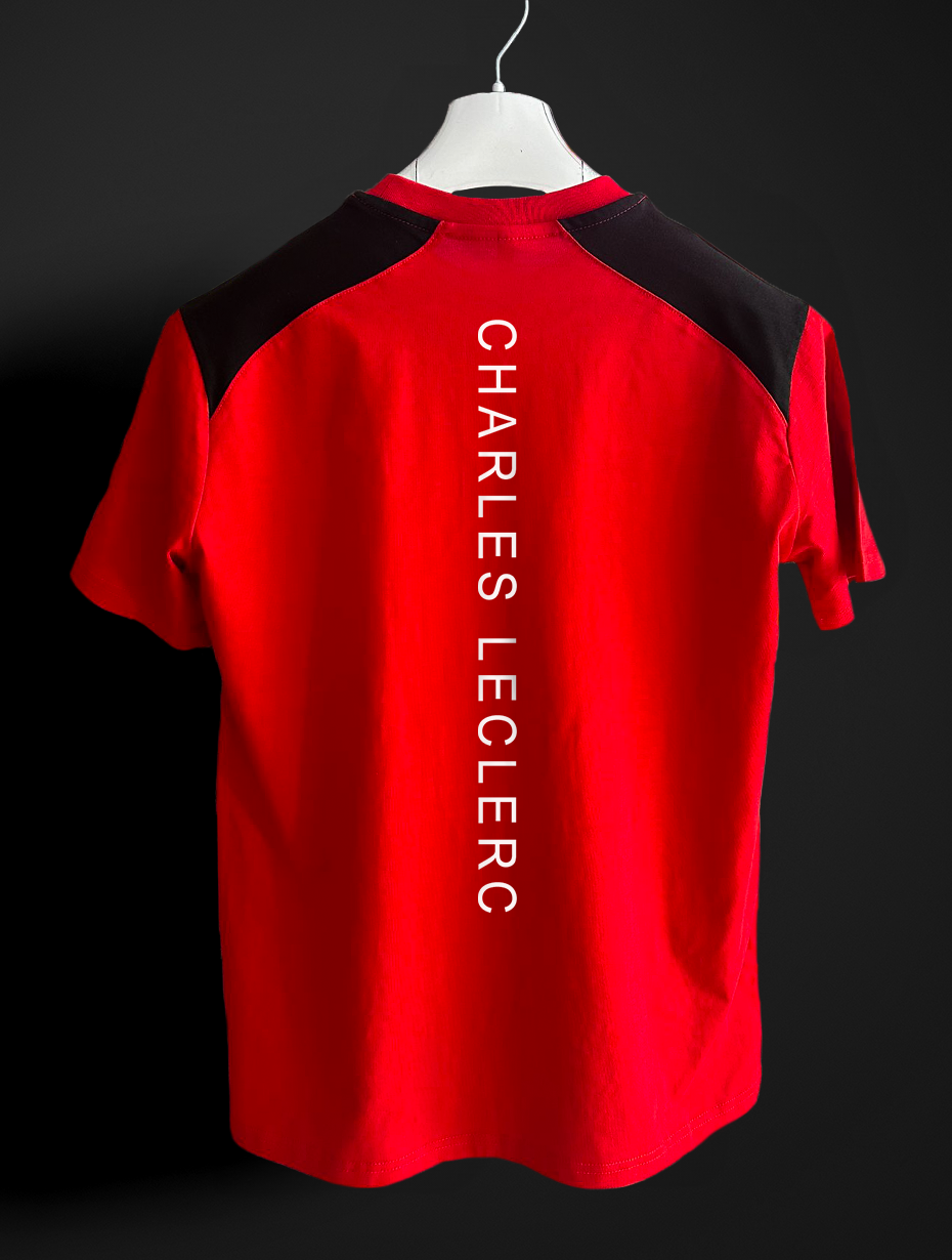 Charles Leclerc kırmızı siyah T-shirt