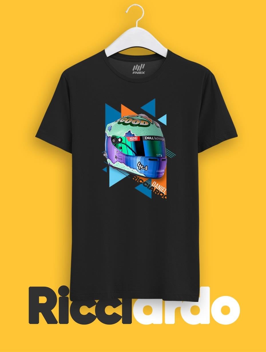 Daniel Ricciardo Kask Parlayan Vizör Baskılı T-Shirt