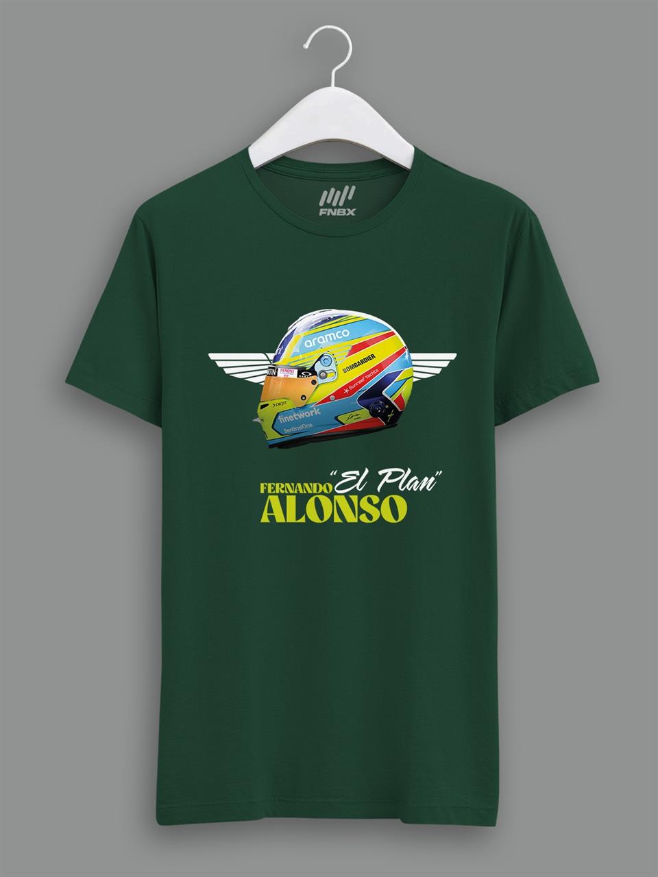 Fernando Alonso Parlayan Kask Yeşil T-Shirt