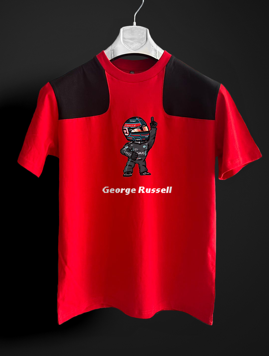 George Russell Pixel  kırmızı siyah T-shirt
